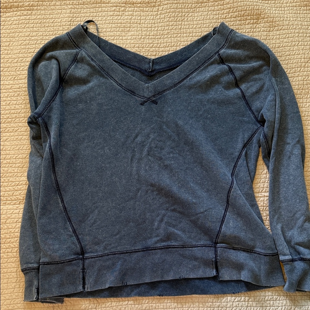 Aerie blue distressed V-Neck Top